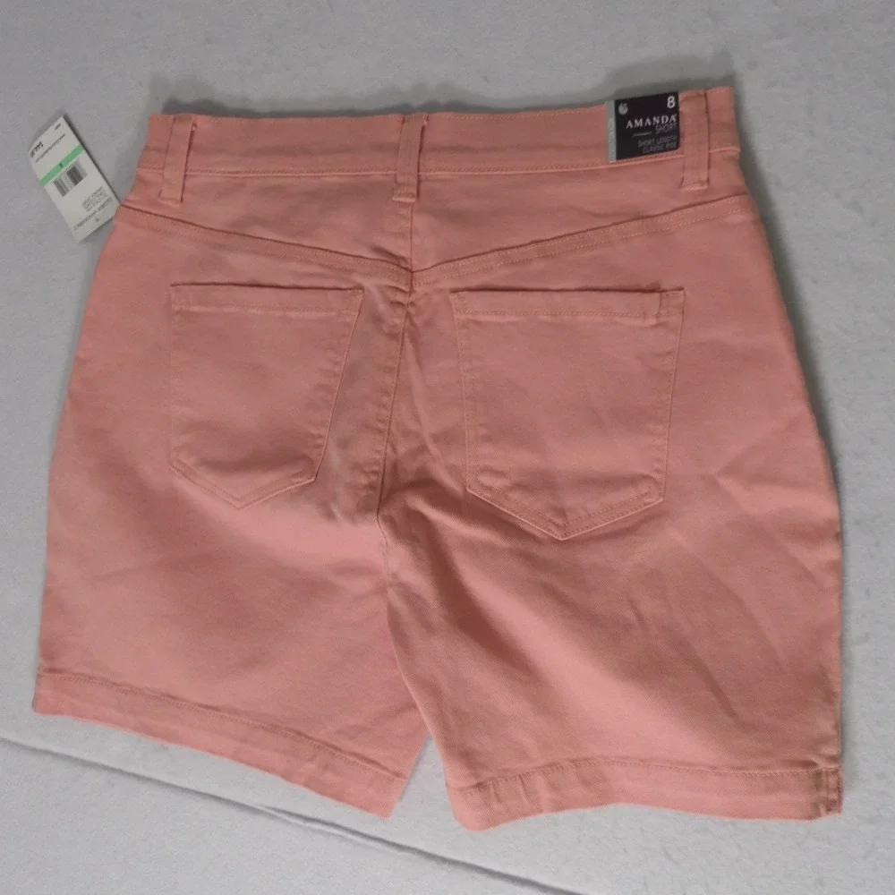 Gloria Vanderbilt Women Shorts 8 Coral Amanda Denim Slimming Preppy Feminine NEW